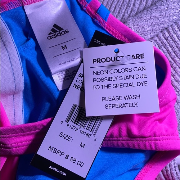 Adidas Low Back Pink and Blue Swim Suit - Picture 7 of 7